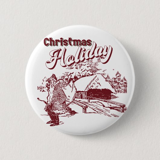 Weihnachtsfest im Vintage-Stil Button (Vorderseite)