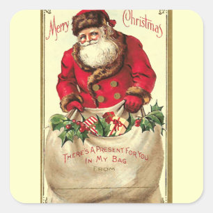 Weihnachtsfest im Vintage-Stil Quadratischer Aufkleber
