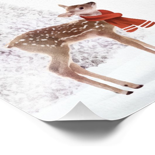 Weihnachtsfest im Wald - Hirsche und Vogelwelt Kun Fotodruck (Ecke)