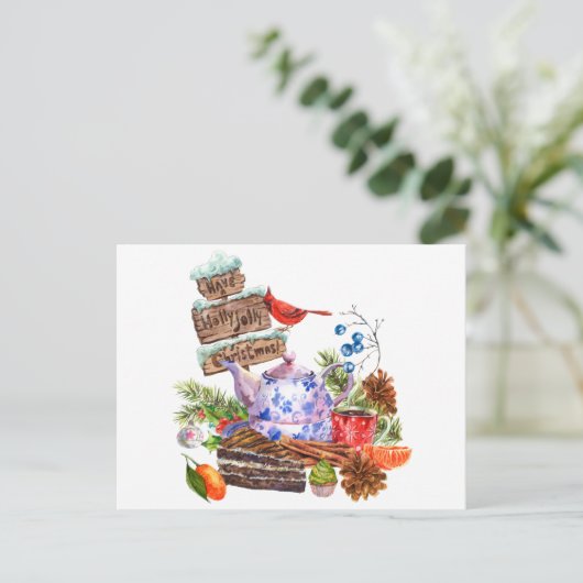 Weihnachtsfest im Wasser und Uhrzeit Postkarte (Stehend Vorderseite)