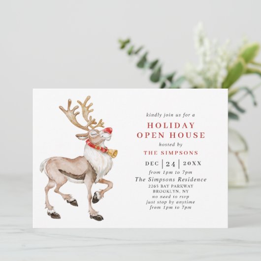 Weihnachtsfest im Wasserfarben - Urlaub im Freien Einladung (Stehend Vorderseite)