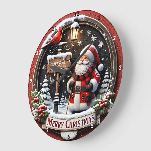 Weihnachtsfest im Winter Begrüßungsfest des Weihna Große Wanduhr (Winkel)