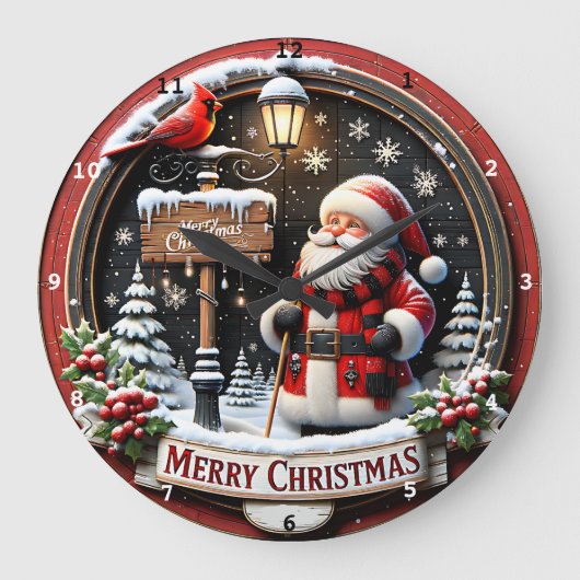 Weihnachtsfest im Winter Begrüßungsfest des Weihna Große Wanduhr (Vorderseite)