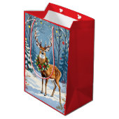 Weihnachtsfest im Winterwald Mittlere Geschenktüte (Rückseite Schrägansicht)