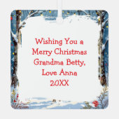 Weihnachtsfest im Winterwald Ornament Aus Metall (Rückseite)