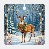 Weihnachtsfest im Winterwald Ornament Aus Metall (Vorderseite)