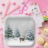 Weihnachtsfest im Winterwald Pappteller (Party)