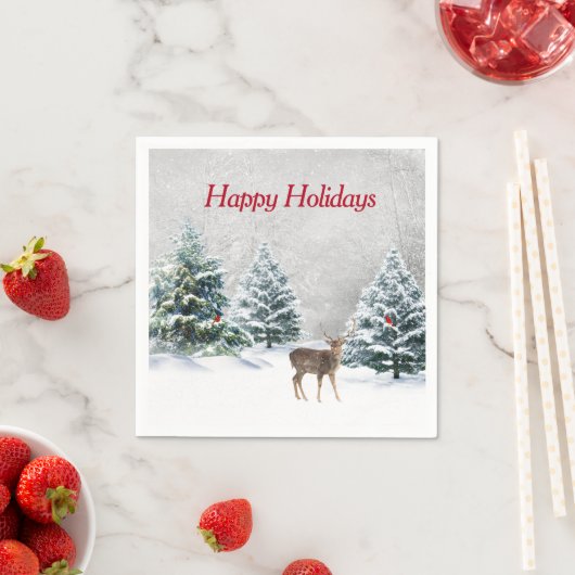 Weihnachtsfest im Winterwald Serviette (Beispiel)