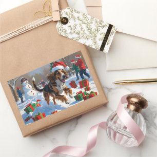 Weihnachtsfest in Afghanistan - Schneeszene Rechteckiger Aufkleber