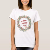 Weihnachtsfest in der Familie - Weihnachtskranz T-Shirt (Vorderseite)