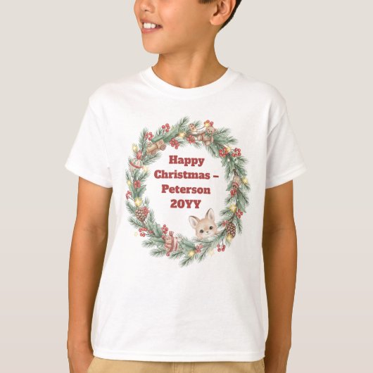 Weihnachtsfest in der Familie - Weihnachtskranz T-Shirt (Vorderseite)