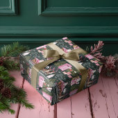 Weihnachtsfest in Rosa - Dorf am Nordpol Geschenkpapier Set