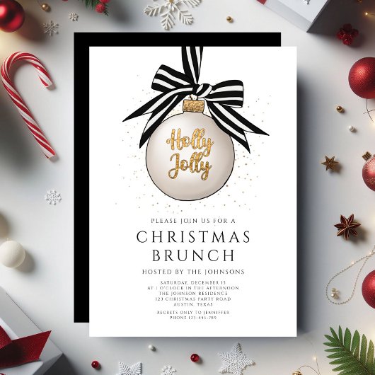 Weihnachtsfest in Schwarz und Weiß Einladung