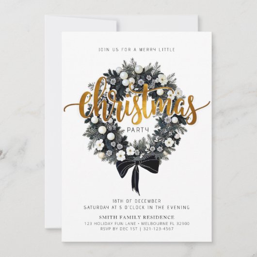 Weihnachtsfest in Schwarz und Weiß - Party Einladu Einladung (Vorderseite)