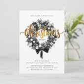 Weihnachtsfest in Schwarz und Weiß - Party Einladu Einladung (Stehend Vorderseite)