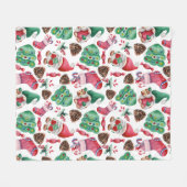 Weihnachtsfest in Wasserfarbe Fleecedecke (Vorderseite (Horizontal))