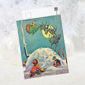 Weihnachtsfest Inuit Iglu Santa Flying Postkarte