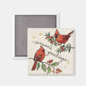 Weihnachtsfest Kardinal Lovebirds Magnet (Vorderseite/Rückseite)