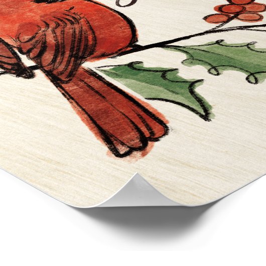 Weihnachtsfest Kardinal Lovebirds Poster (Ecke)