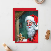 Weihnachtsfest, Katze und Maus - Flachbildschirm Mitteilungskarte (Vorderseite/Rückseite Beispiel)