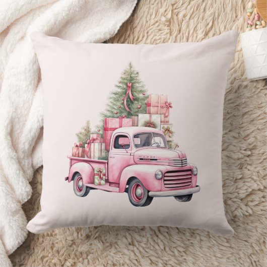 Weihnachtsfest Kissen Retro Pink Truck (Decke)