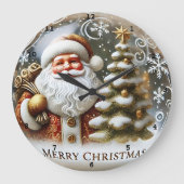 Weihnachtsfest" - Klassische Weihnachtsmauer Große Wanduhr (Vorderseite)