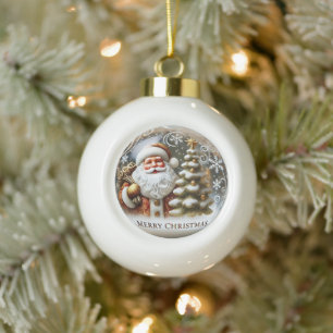 Weihnachtsfest" - Klassisches Weihnachtsfest Keramik Kugel-Ornament