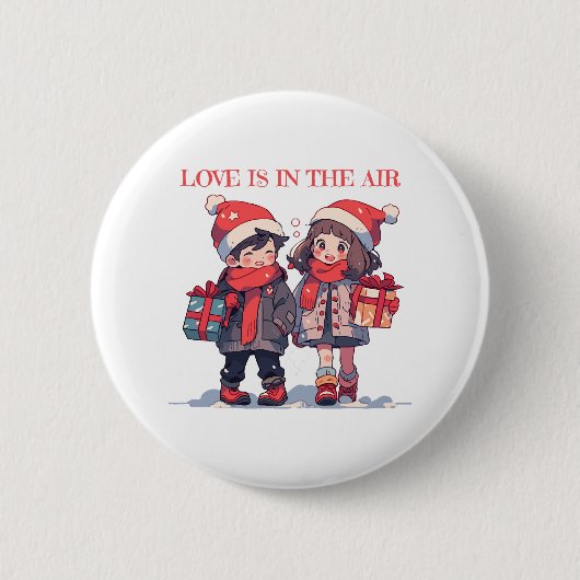 Weihnachtsfest - Liebe ist in der Luft Button (Vorderseite)