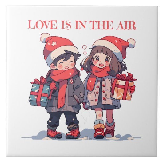Weihnachtsfest - Liebe ist in der Luft Fliese (Vorderseite)