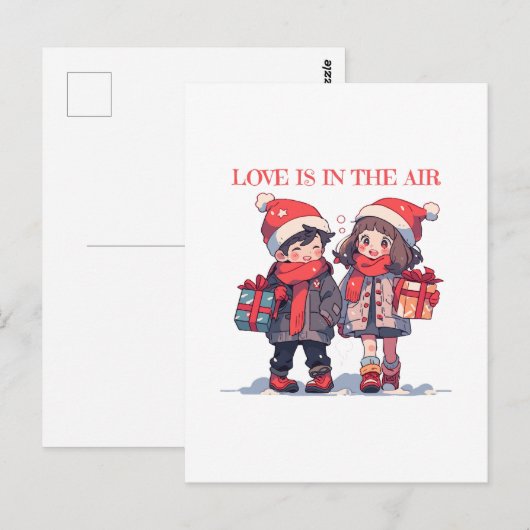 Weihnachtsfest - Liebe ist in der Luft Postkarte (Vorne/Hinten)