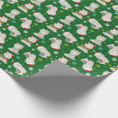 Weihnachtsfest Llamas auf Grün Geschenkpapier (Ecke)