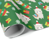 Weihnachtsfest Llamas auf Grün Geschenkpapier (Rolleneckpunkt)