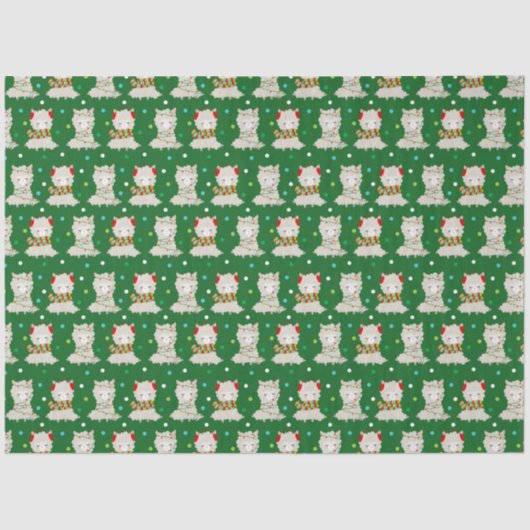 Weihnachtsfest Llamas auf Grün Seidenpapier (Vorderseite)