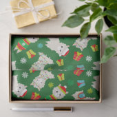 Weihnachtsfest Llamas auf Grün Seidenpapier (Geschenk)