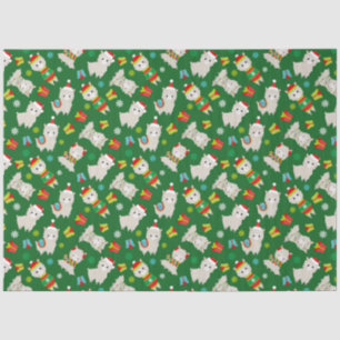 Weihnachtsfest Llamas auf Grün Seidenpapier