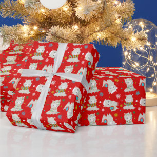 Weihnachtsfest Llamas auf Rot Geschenkpapier