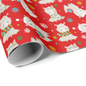 Weihnachtsfest Llamas auf Rot Geschenkpapier (Rolleneckpunkt)