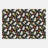 Weihnachtsfest Llamas auf Schwarz Geschenkpapier Set (Vorderseite 3)