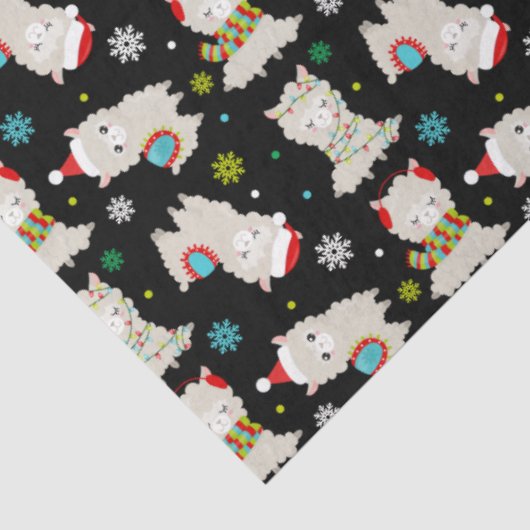 Weihnachtsfest Llamas auf Schwarz Seidenpapier (Ausschnitt)