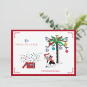 Weihnachtsfest - Mehrsprachiger Weltfrieden Feiertagskarte (Stehend Vorderseite)
