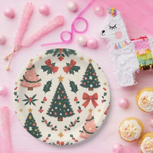 Weihnachtsfest Mistletoe & Bows Urlaub Pappteller (Party)