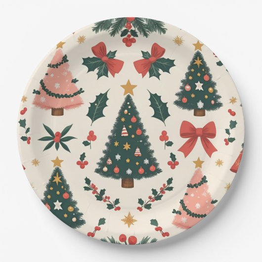 Weihnachtsfest Mistletoe & Bows Urlaub Pappteller (Vorderseite)