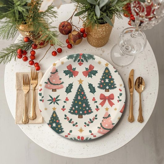 Weihnachtsfest Mistletoe & Bows Urlaub Pappteller