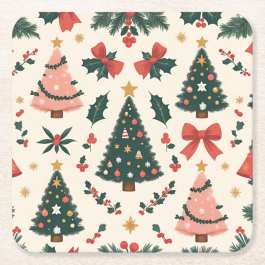 Weihnachtsfest Mistletoe & Bows Urlaub Rechteckiger Pappuntersetzer (Vorderseite)