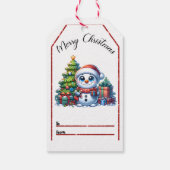 Weihnachtsfest mit einem fröhlichen Schneemann Geschenkanhänger (Rückseite)