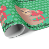 Weihnachtsfest mit einem Geschenk grüner Schneeflo Geschenkpapier (Rolleneckpunkt)