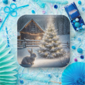 Weihnachtsfest mit glühendem Baum und Stall Pappteller (Party)