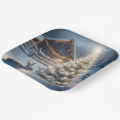 Weihnachtsfest mit glühendem Baum und Stall Pappteller (Gewinkelt)