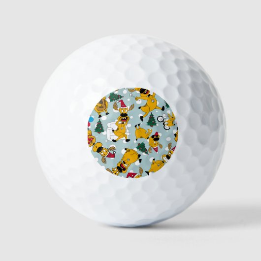 Weihnachtsfest mit Hirschen: Weihnachtliches Muste Golfball (Vorderseite)