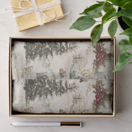 Weihnachtsfest mit Holzschnitzereien Seidenpapier (Geschenk)